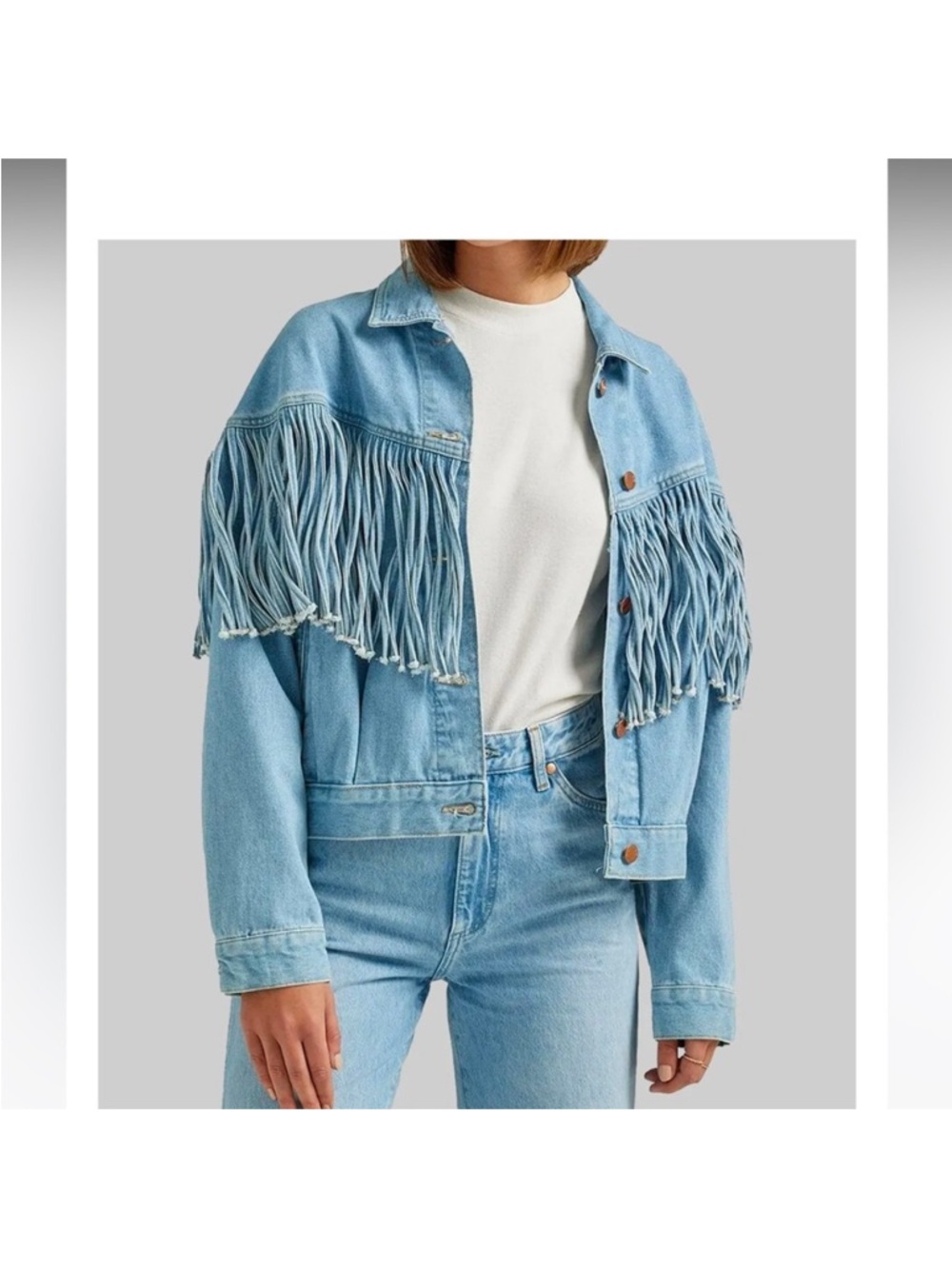 Wrangler throwback fringe Jean jacket small